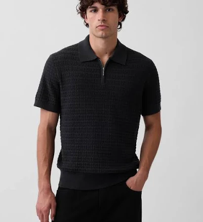 Gap Men's Textured Zip Polo Shirt
