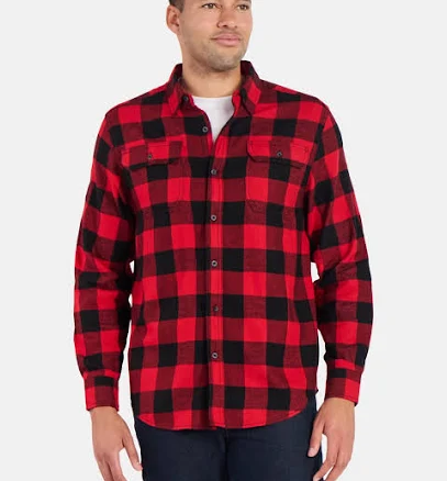 George Men's Relaxed Fit Flannel Shirt with Double Pockets