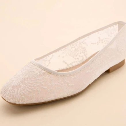 David's Bridal Lace Ballet Flats