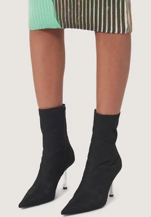 MISBHV Monogram Pointed-Toe High-Heel Boot Black / IT37