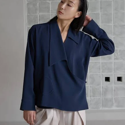 LEHH'O' GEORGETTE CREPE CADY WRAP BLOUSE