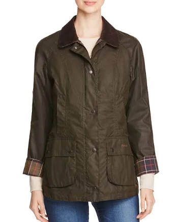 Barbour Women's Classic Beadnell Waxed Cotton Jacket - Green - Size 6 - Olive