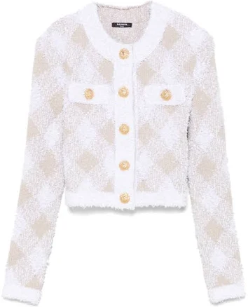 Balmain Women's Check Pattern Tweed Jacket