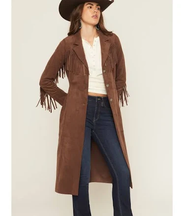 Shyanne Women's Faux Suede Fringe Trench Coat