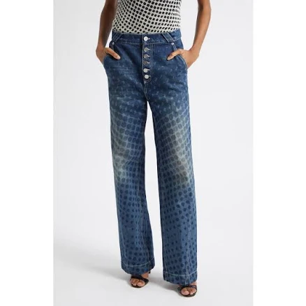 Christopher John Rogers Women's Halftone Dot Wide-Leg Jeans
