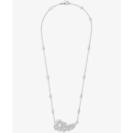18ct White Gold Diamond Plume de Paon Necklace