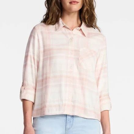Time and Tru Women's Cropped Flannel Shirt