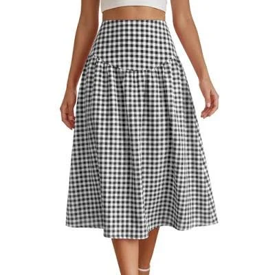 Inspire CHIC Women's Retro Flared Pleated Midi Skirt