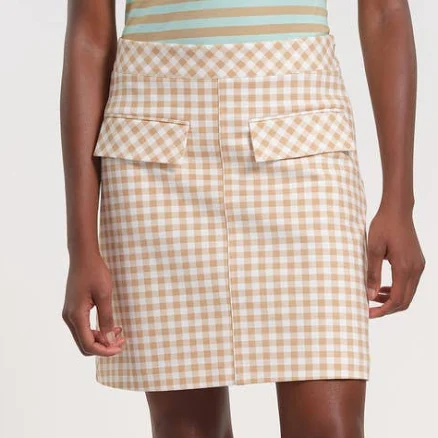 Isaac Mizrahi New York Women's Gingham Pull-On Mini A-Line Skirt