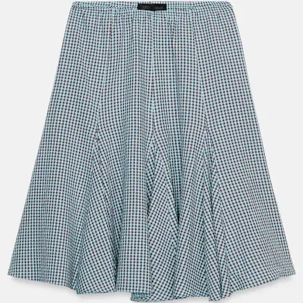 Zara Gingham Godet Midi Skirt