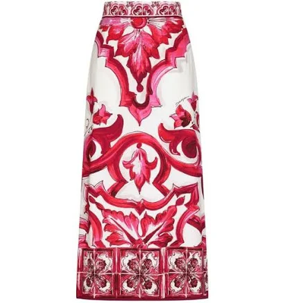 Dolce & Gabbana Women's Majolica-Print Maxi Skirt - Red - Maxi skirts