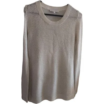 Sandro Ecru Cotton Open-Knit Sweater Size S International