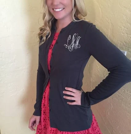 Monogrammed Button Front Cardigan