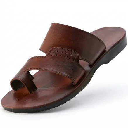 Camel Sandals Handmade Leather Slip-on Toe Loop Sandals