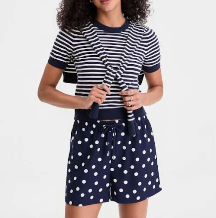 On 34th Women's Stripe Tie-Front Sweater Tee
