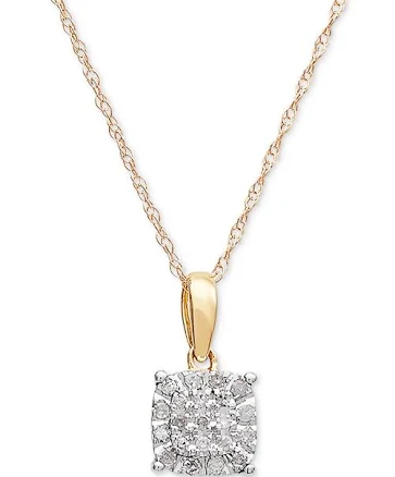 Macy's Women's 10k Yellow Gold Diamond Drop Pendant Necklace