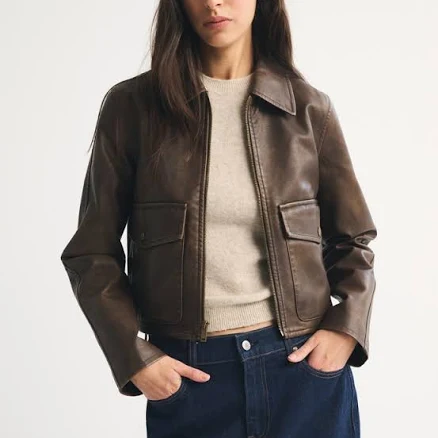Abercrombie & Fitch Women's Vegan Leather Utility Jacket