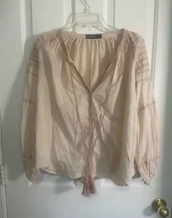 Blank Nyc Tops | Blank Nyc Cream Blush Boho Peasant Blouse | Color: Cream/Pink | Size: S | Imashopaholic2's Closet