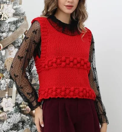 Delightful Pom-Pom Chunky Knit Vest