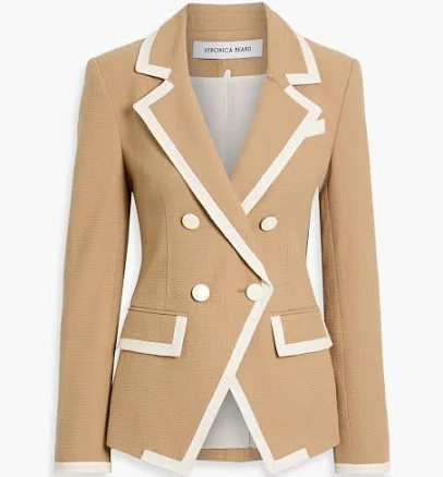 Veronica Beard Edison Dickey double-breasted cotton-blend tweed blazer - Neutral - US 14