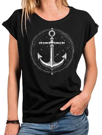 Women's Vintage Anchor Tattoo Print Shirt