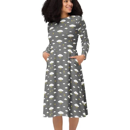 Women's Long Sleeve Meteorology Dress with Pockets