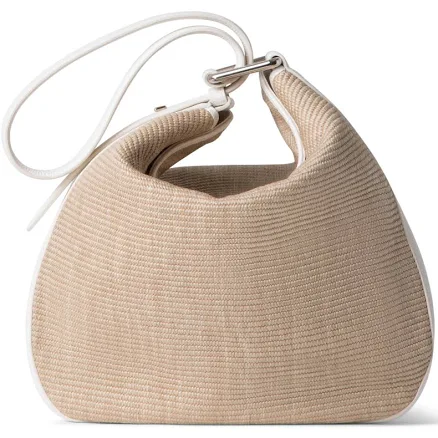 Anna Medium Raffia & Leather Hobo Bag