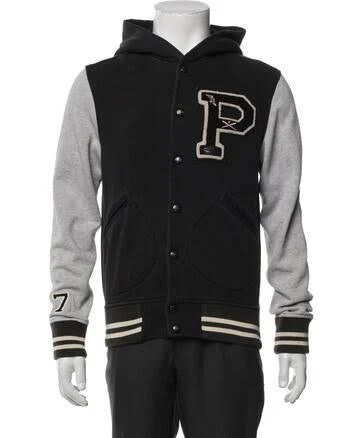 Polo Ralph Lauren Striped Varsity Jacket in Grey, Men's S