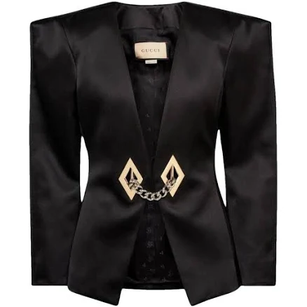 Gucci Cotton Satin Blazer with Chain Trimmed