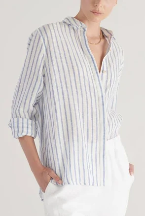 David Jones Elka Collective Tamara Shirt in Blue/White Stripe, Size 10 AU
