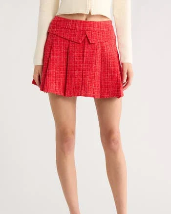 All in Favor Women's Pleated Tweed Miniskirt