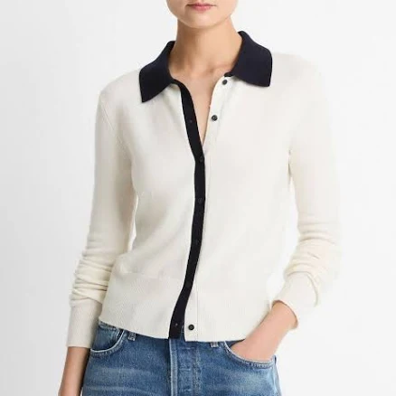 Vince Women's Cashmere Blend Contrast Collared Cardigan