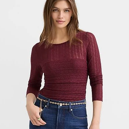 Loft Women's Lace Ruched Bodice Top