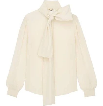 Saint Laurent Women's Lavallière Silk Crepe de Chine Blouse
