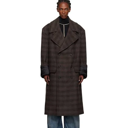 MM6 Maison Margiela Checked Wool Blend Coat