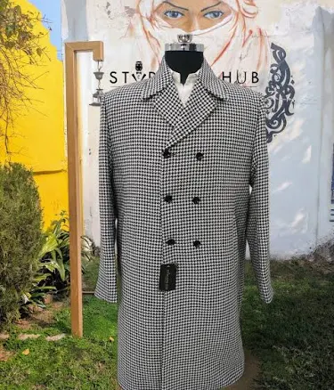Men's Houndstooth Tweed Overcoat