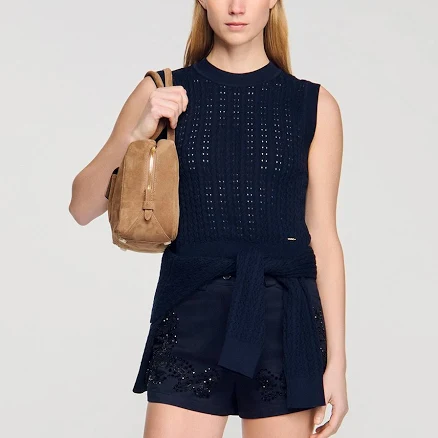 Sandro Women's Textured knit sweater Blue
