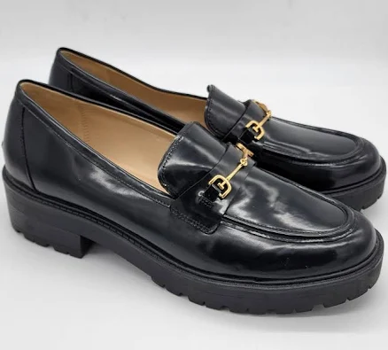 Sam Edelman Tully Black Loafers Bit Buckle Lug Sole Goth Emo Women's