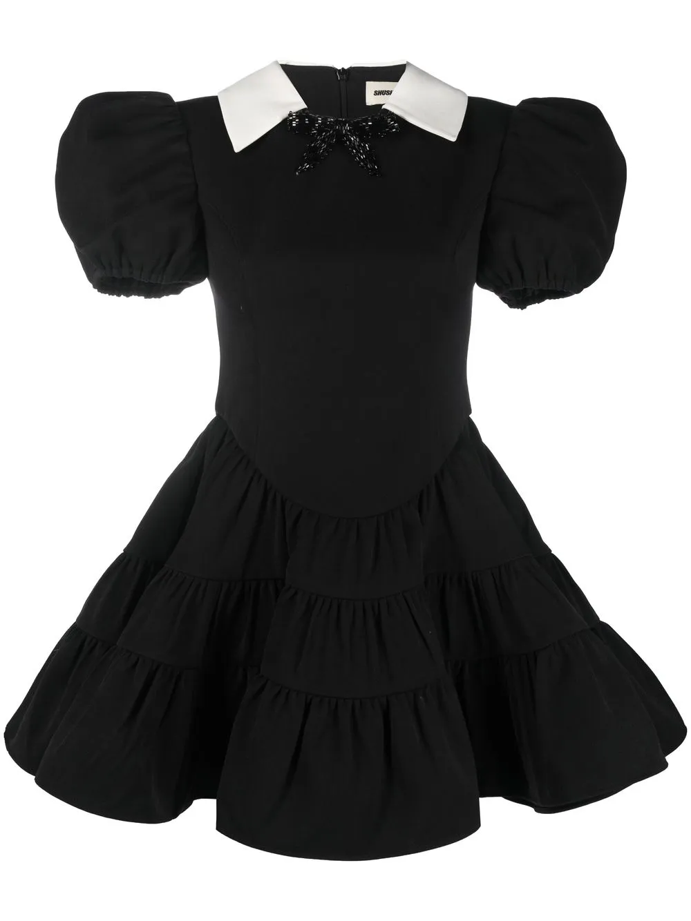 Puff-sleeve Tiered Minidress