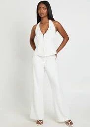 Zip Detail Flared Tailored Trousers