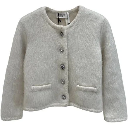 CELINE Women's Brushed Mohair Cardigan Jacket