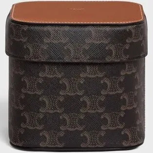 CELINE Women's Triomphe Canvas and Calfskin Leather Box