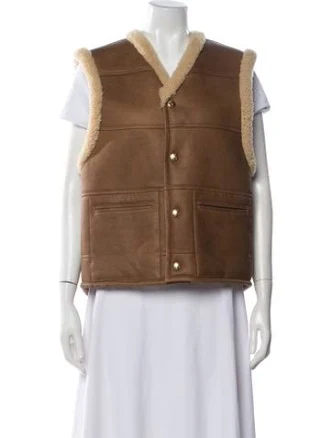 Celine 2025 Shearling Vest in Brown, Women's US4, FR36 | S