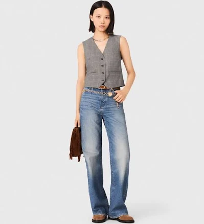 Maje Women's Checked Stretch Wool-Blend Waistcoat