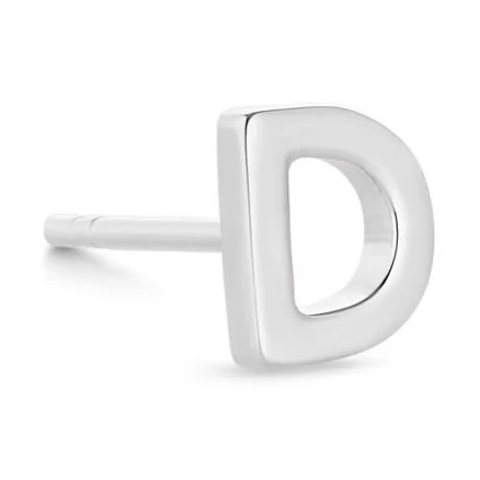 Women Kendra Scott Letter Single Stud Earring in Sterling Silver – 0.26 Inch Initial Earring Personalized