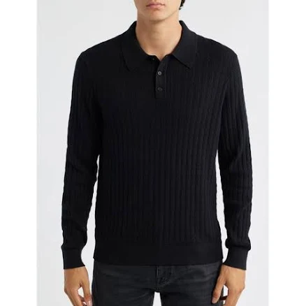 Wax London Oban Diamond Stripe Knitted Polo Mens