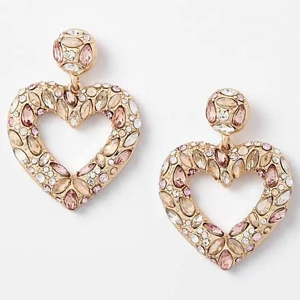 Loft Crystal Heart Drop Earrings