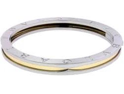 Bvlgari B.Zero1 Hinged Bangle In 18K Yellow Gold & Steel Size Medium