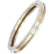 Bulgari B.zero1 18K Yellow Gold and Stainless Steel Oval Hinged Bangle Bracelet