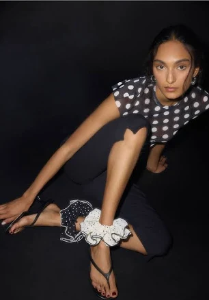Urban Outfitters Ruffled Polka Dot Scrunchie
